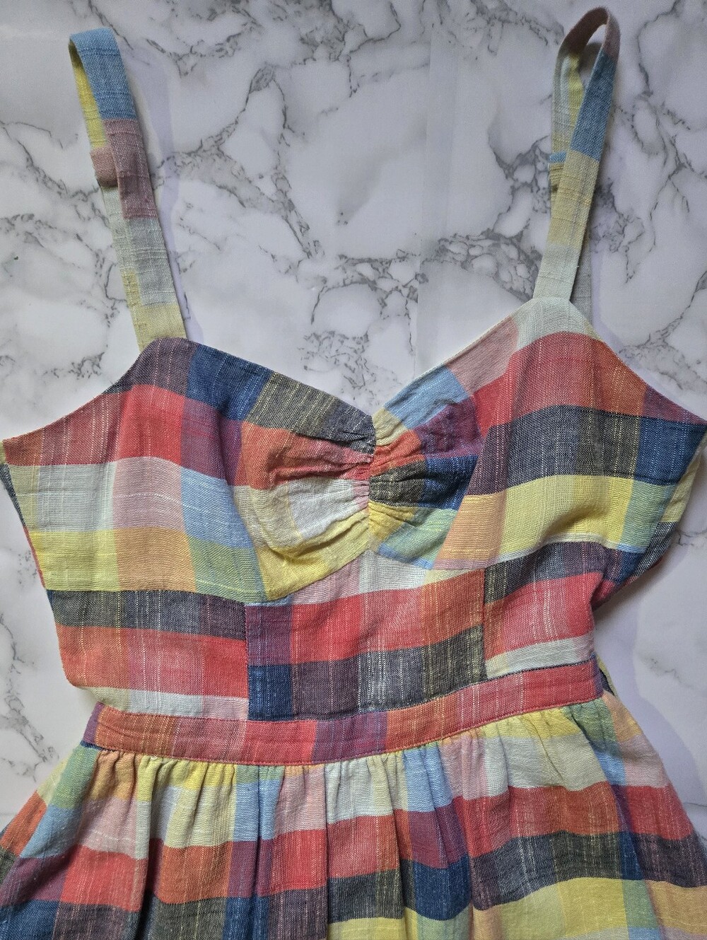 Modcloth Multicolor Gingham Sundress Prairie Picnic Cottagecore Boho Small - Picture 9 of 12